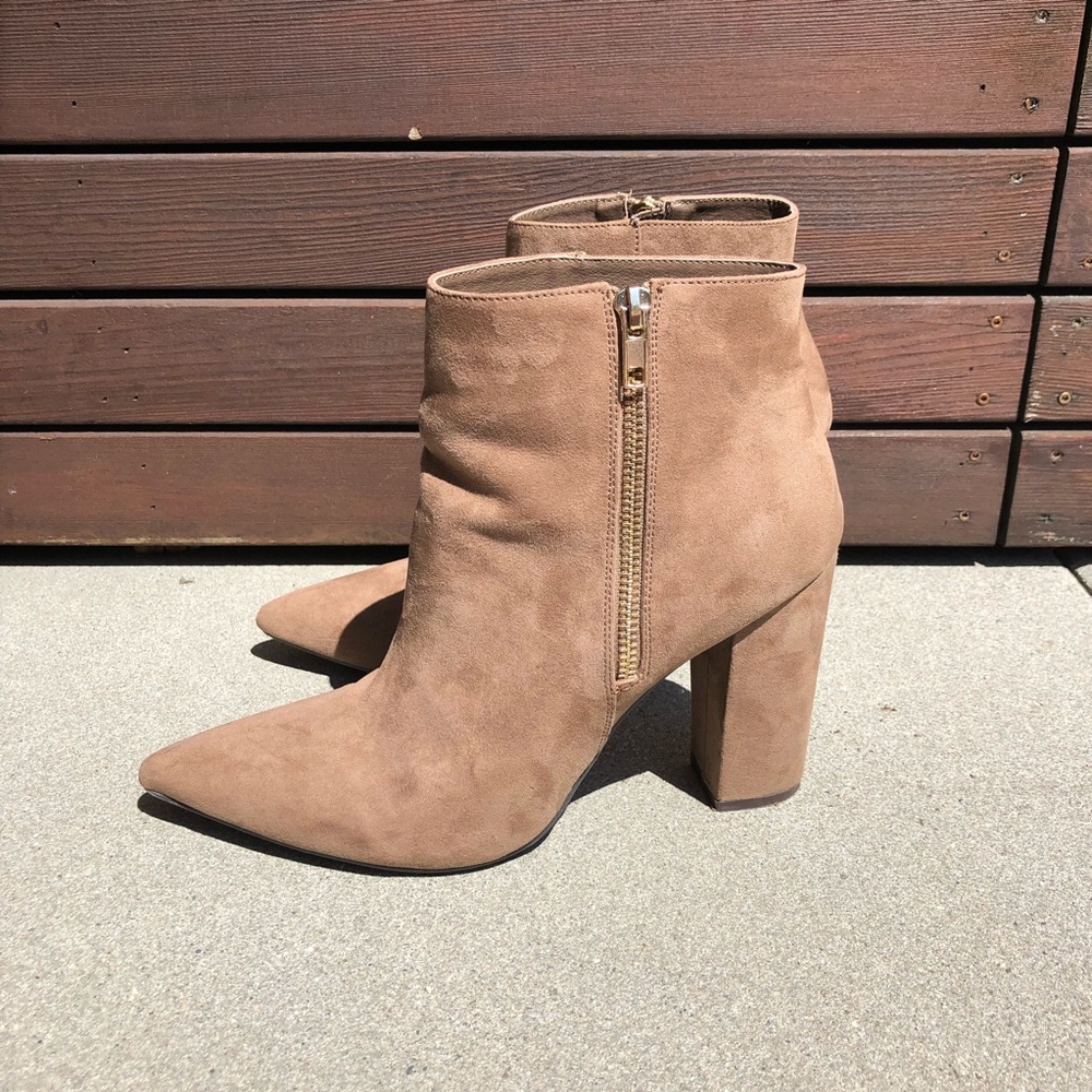 Faux suede zip up ankle booties